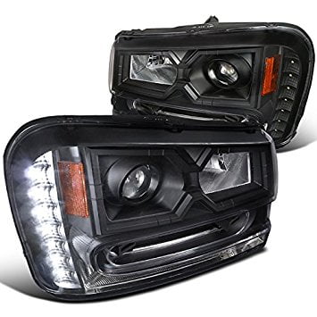 Spec-D Tuning 2LHP-TBLZ02JM-RS Chevy Trail Blazer Black SMD LED DRL Projector Headlights With New Halo Ring